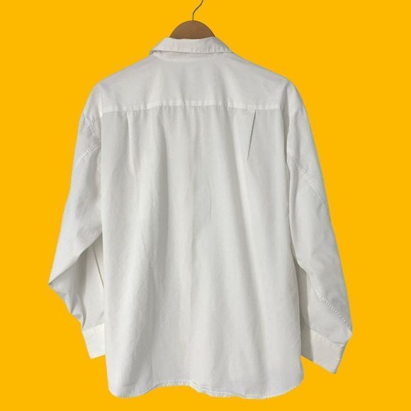 90s Jaclyn Smith VTG Oversize Boyfriend White Blouse Top Large  4022 Poplin Y2K - Picture 9 of 9